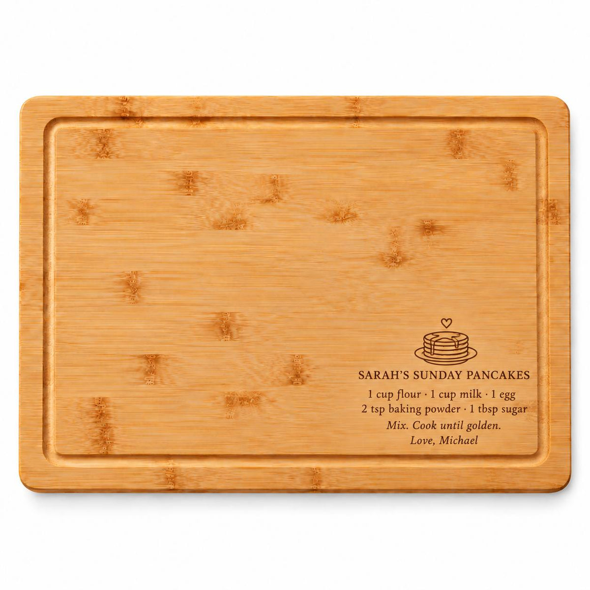 Personalized Pancake Recipe Cutting Board for Wife