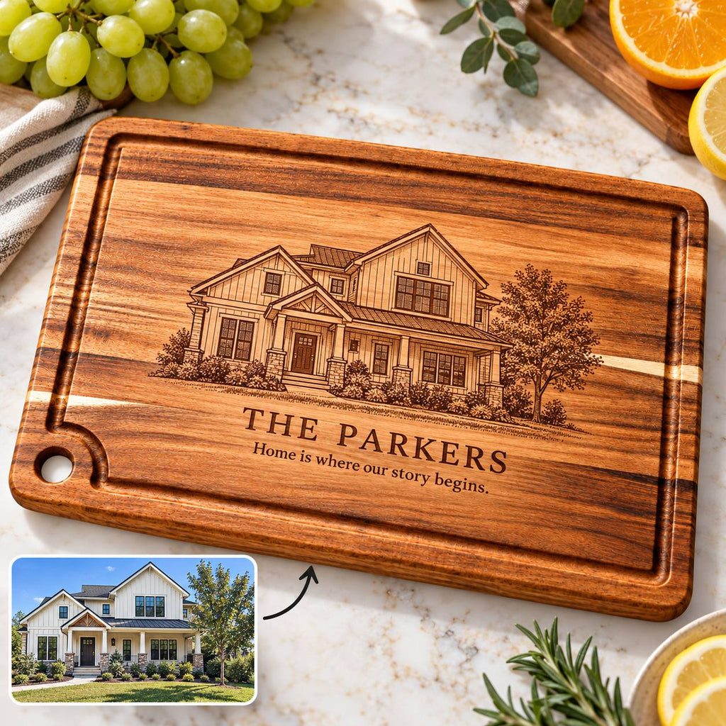 Personalized First Home Cutting Board – Custom Housewarming Gift
