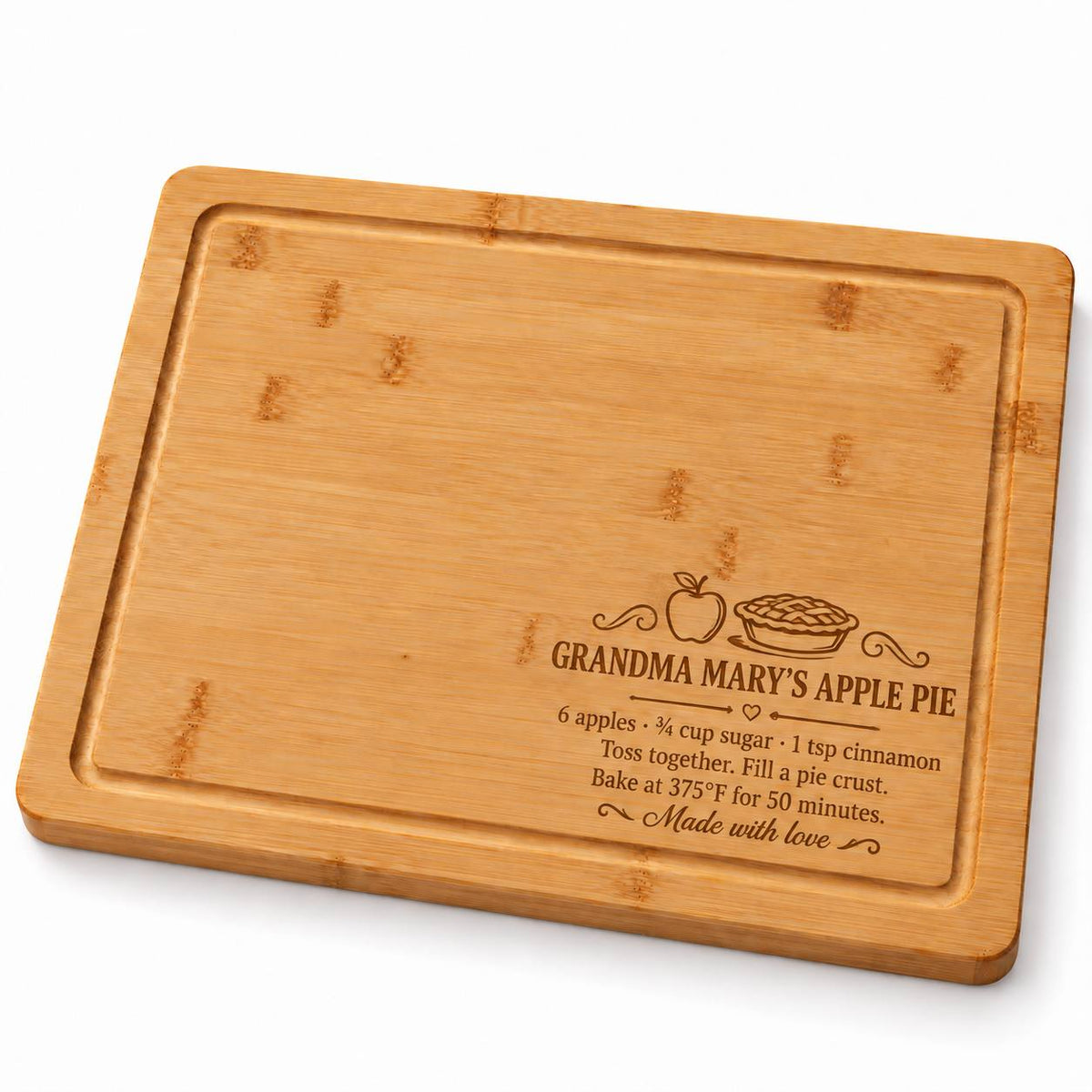 Personalized Grandma’s Apple Pie Recipe Cutting Board