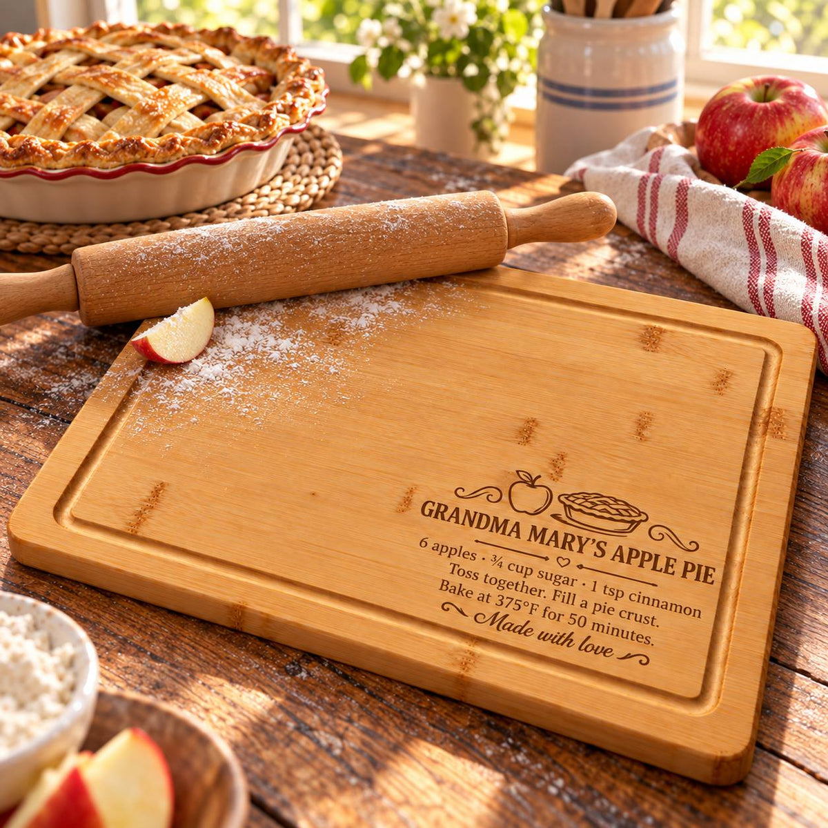 Personalized Grandma’s Apple Pie Recipe Cutting Board