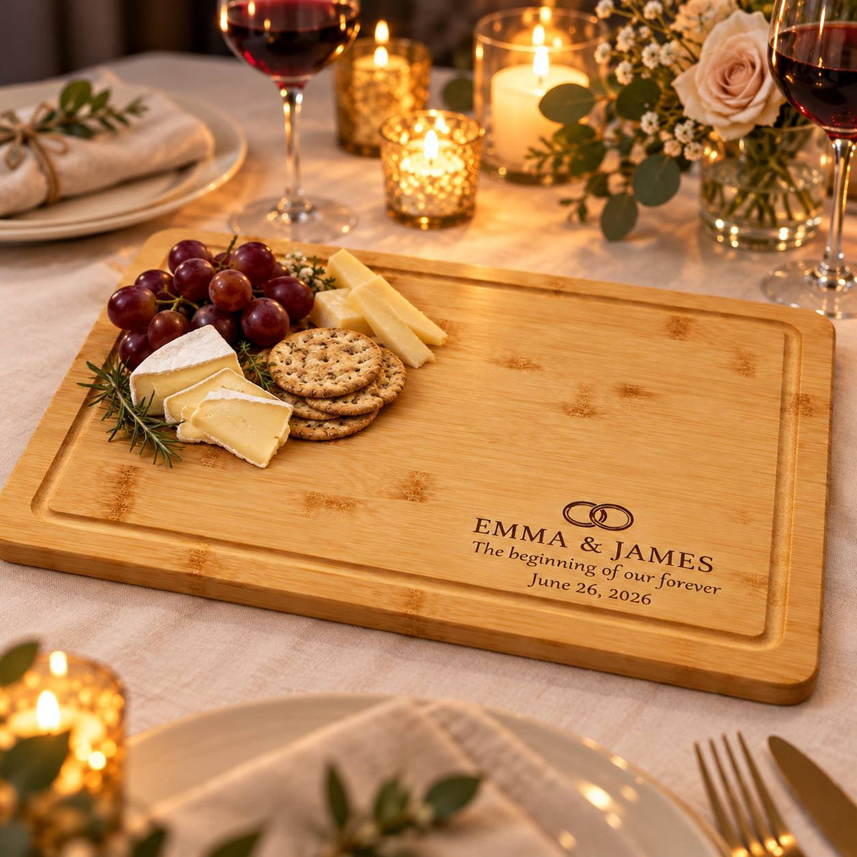 Personalized Wedding Bamboo Cutting Board
