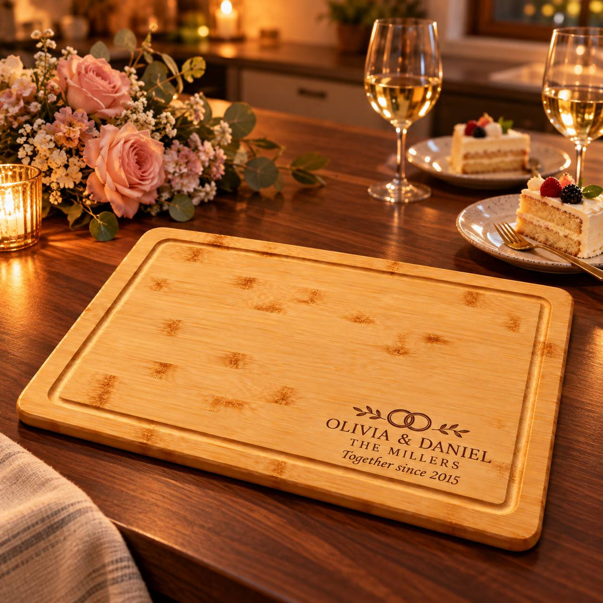 Personalized Anniversary Bamboo Cutting Board