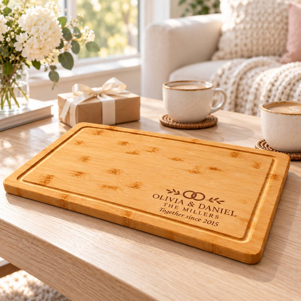 Personalized Anniversary Bamboo Cutting Board