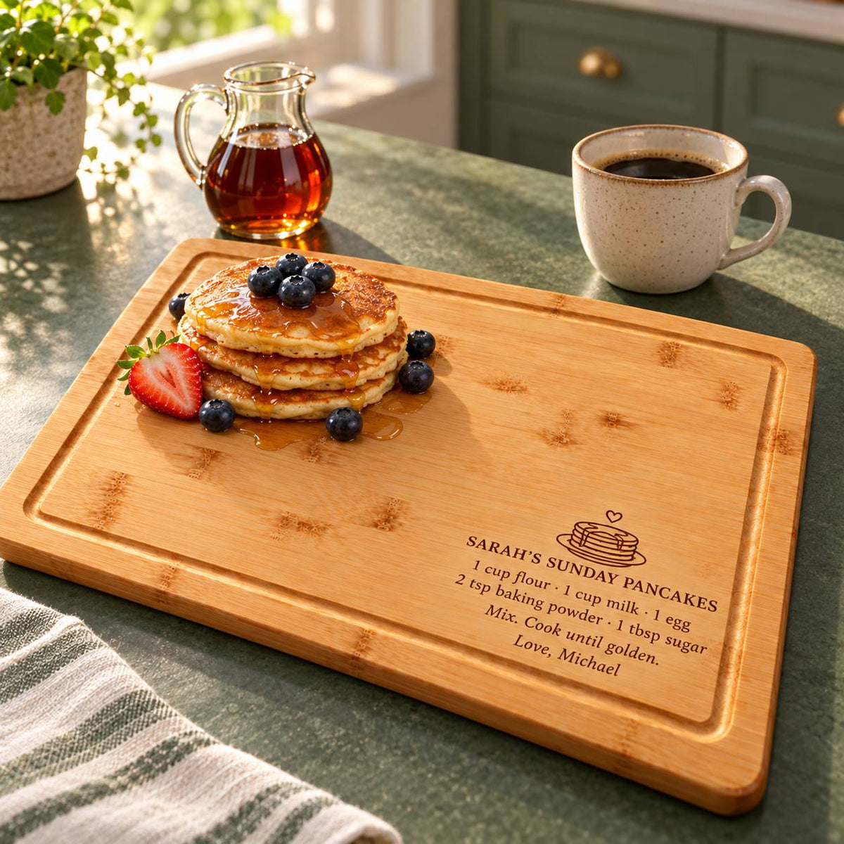 Personalized Pancake Recipe Cutting Board for Wife
