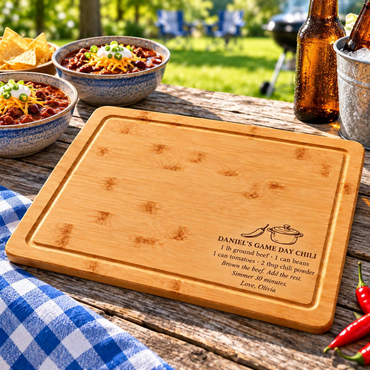 Personalized Chili Recipe Cutting Board for Husband