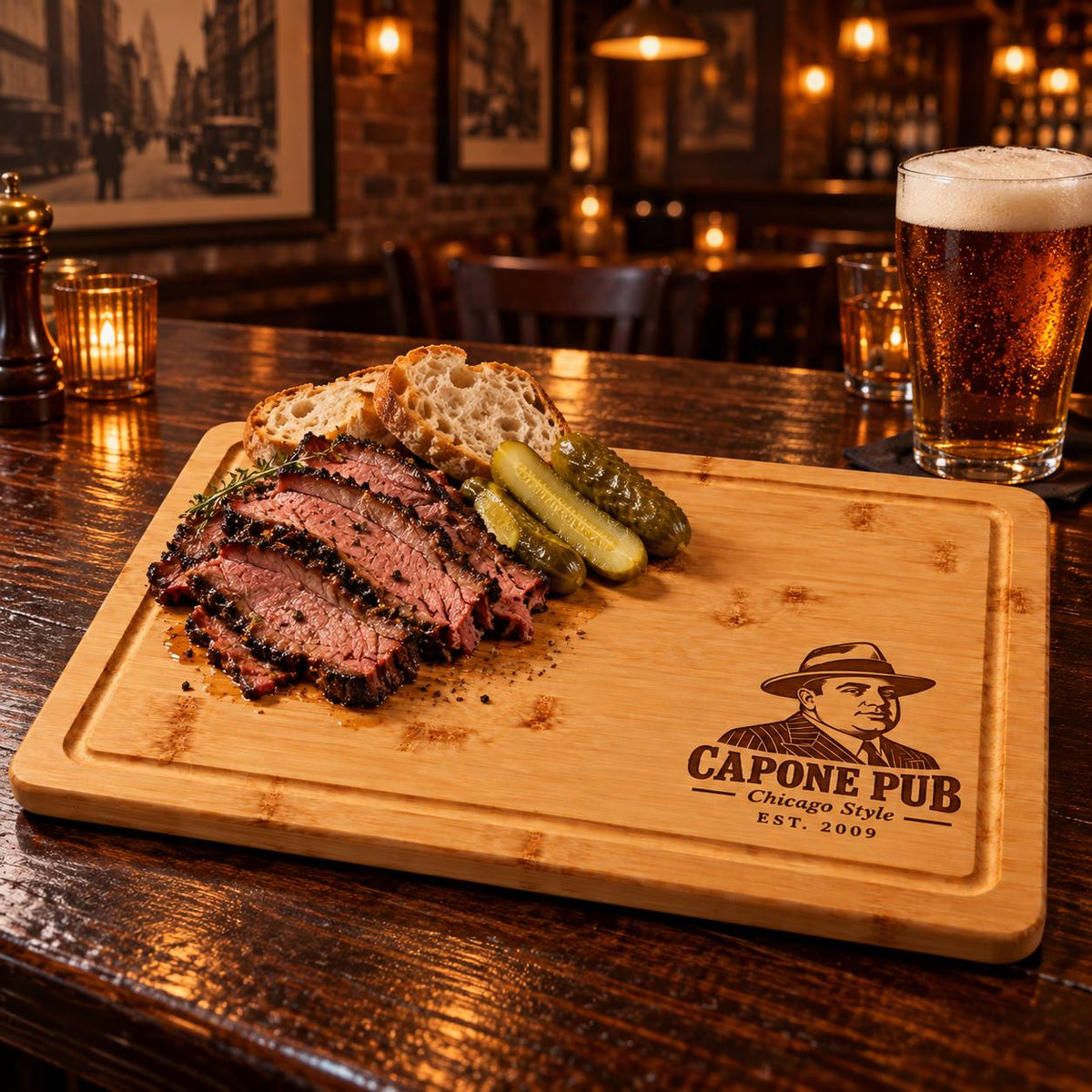 Personalized Pub Logo Bamboo Serving Board