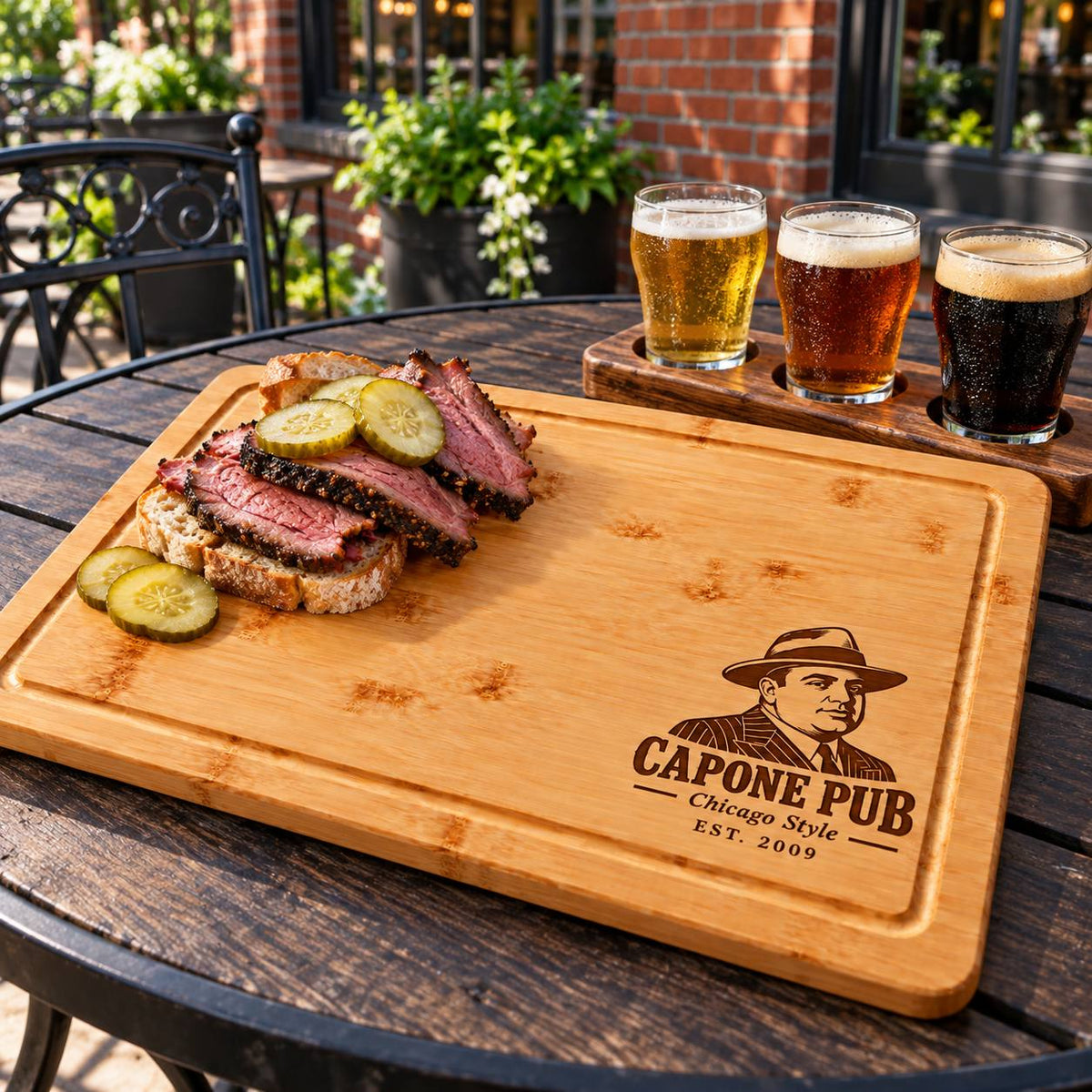 Personalized Pub Logo Bamboo Serving Board