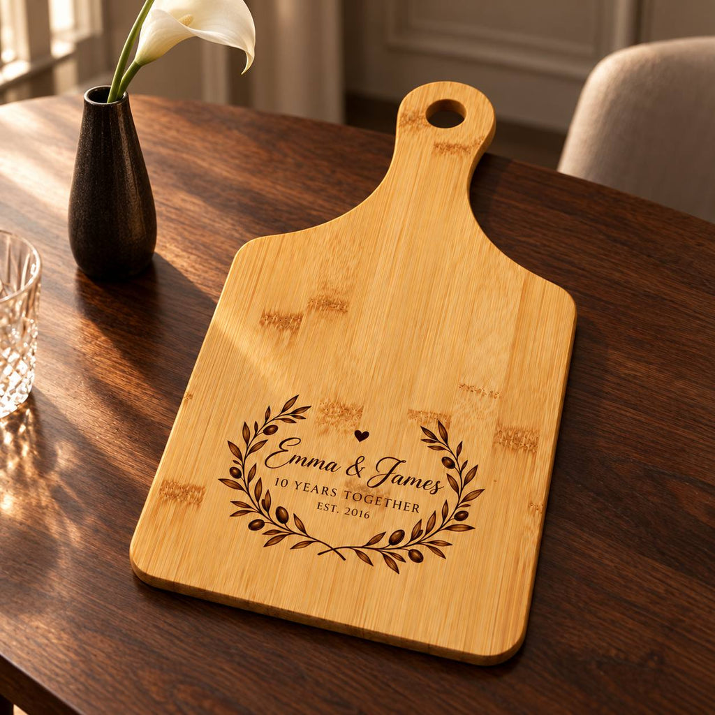 Personalized Bamboo Cutting Board – Wedding Anniversary Gift for Couples