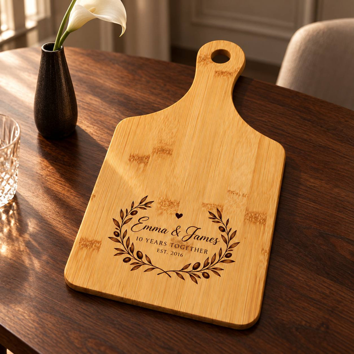 Personalized Bamboo Cutting Board – Wedding Anniversary Gift for Couples