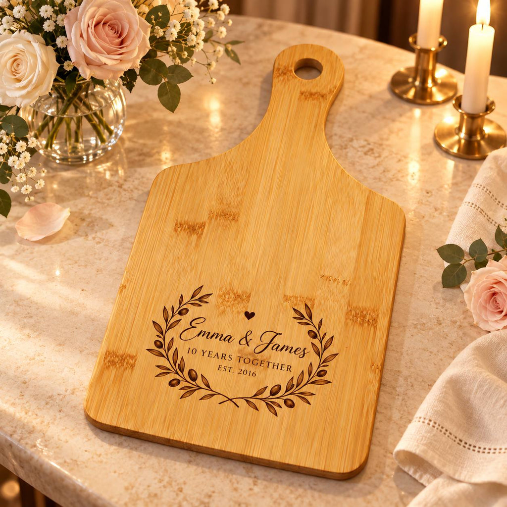 Personalized Bamboo Cutting Board – Wedding Anniversary Gift for Couples