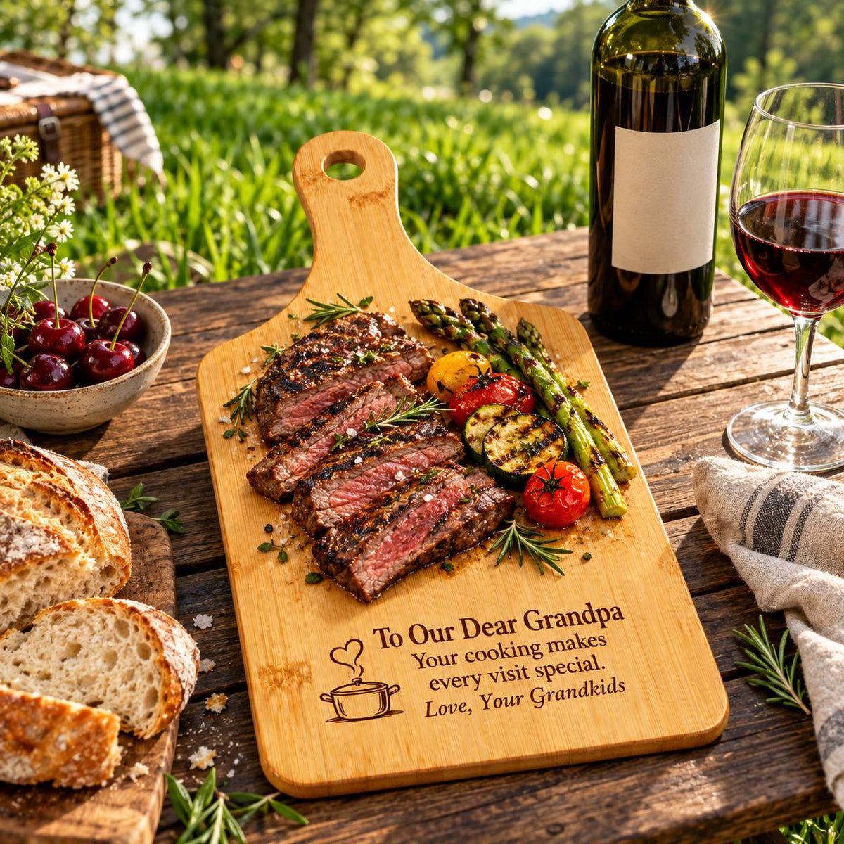 Personalized Bamboo Cutting Board for Grandpa – Gift from Grandkids