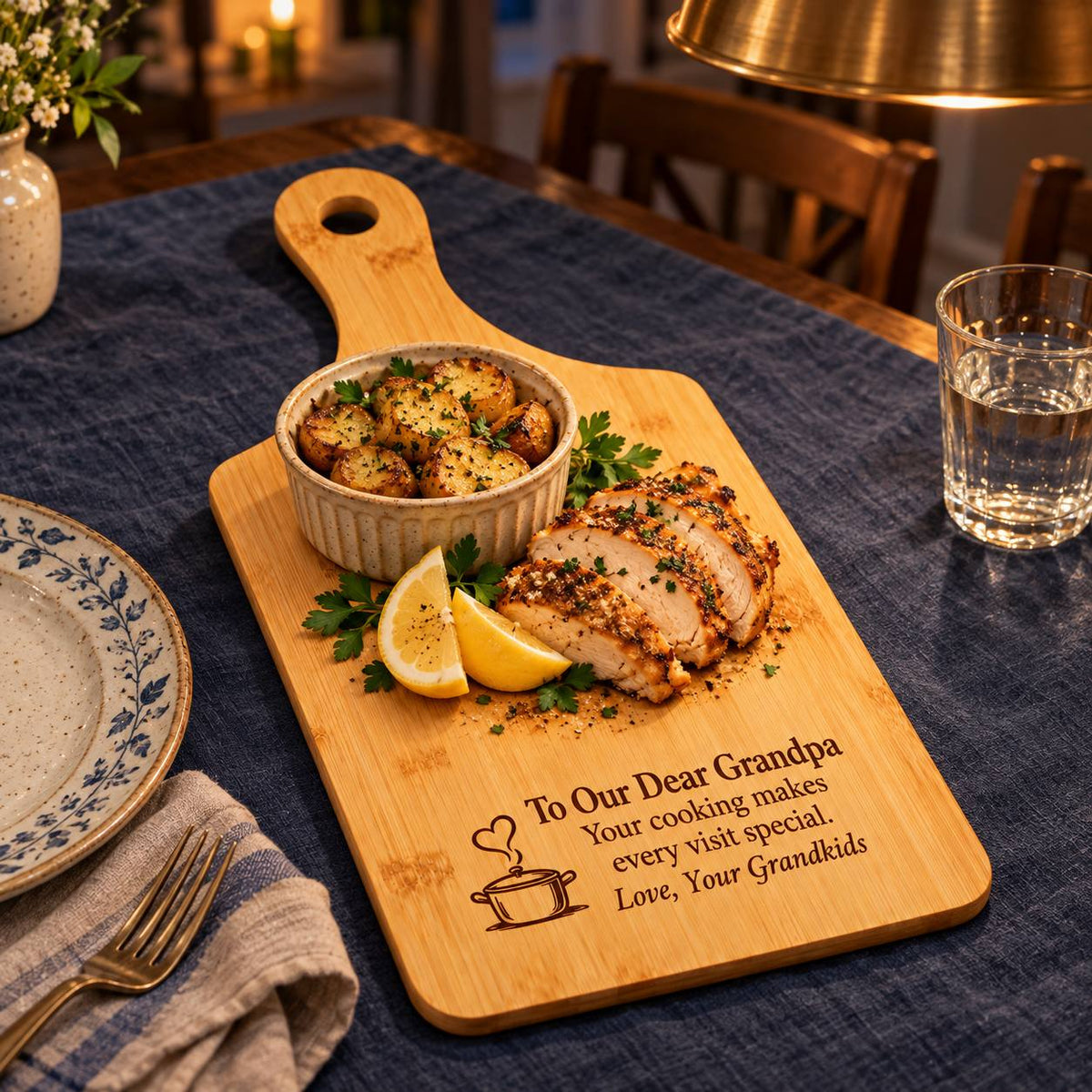 Personalized Bamboo Cutting Board for Grandpa – Gift from Grandkids