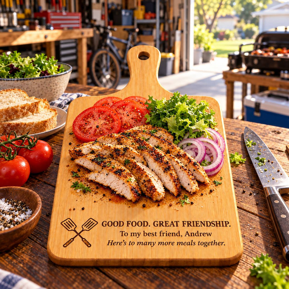 Personalized Bamboo Cutting Board for Best Friend – BBQ Gift