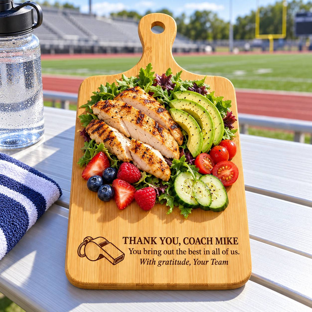 Personalized Bamboo Cutting Board for Coach – Thank You Gift from the Team