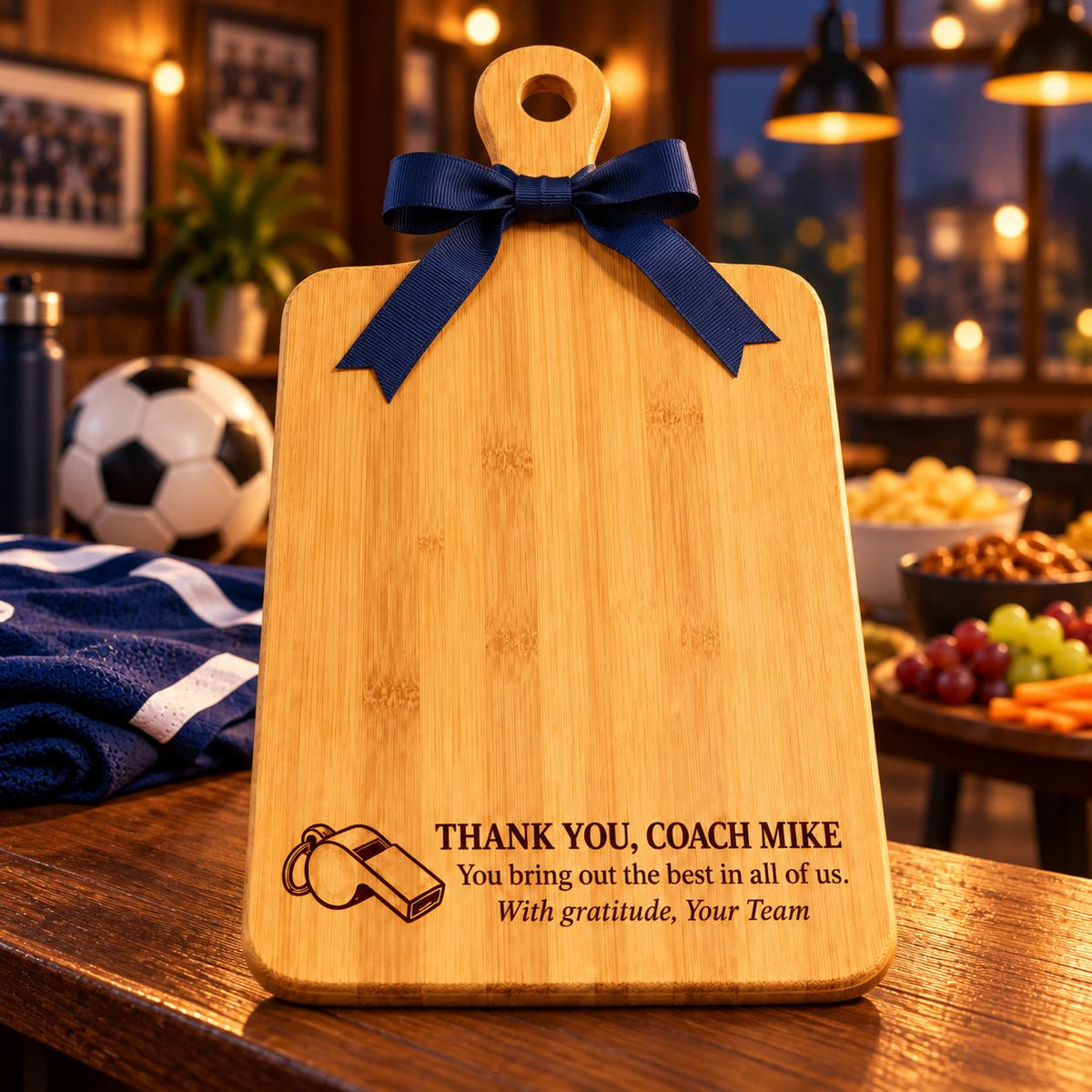 Personalized Bamboo Cutting Board for Coach – Thank You Gift from the Team