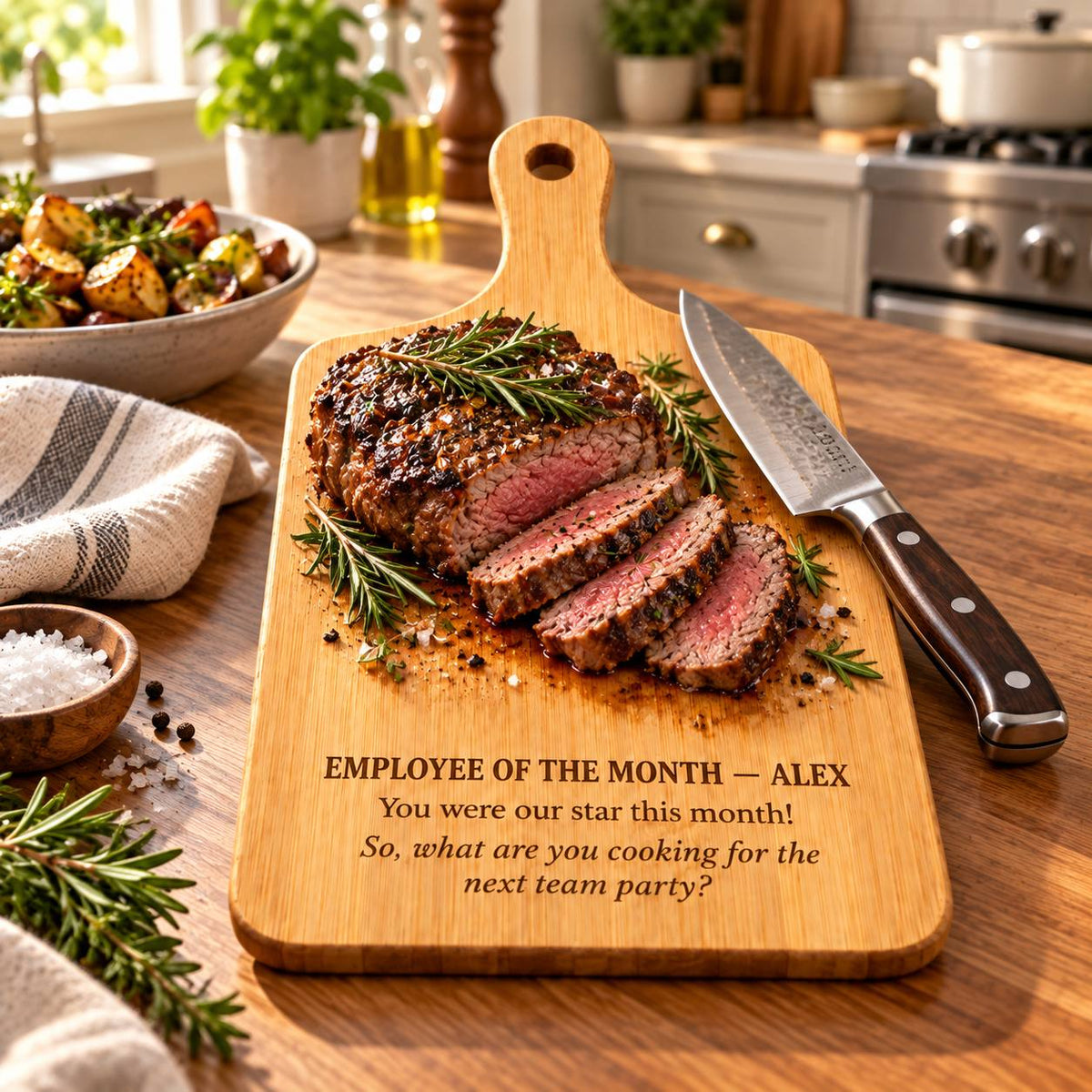 Personalized Employee of the Month Cutting Board – Funny Team Appreciation Gift
