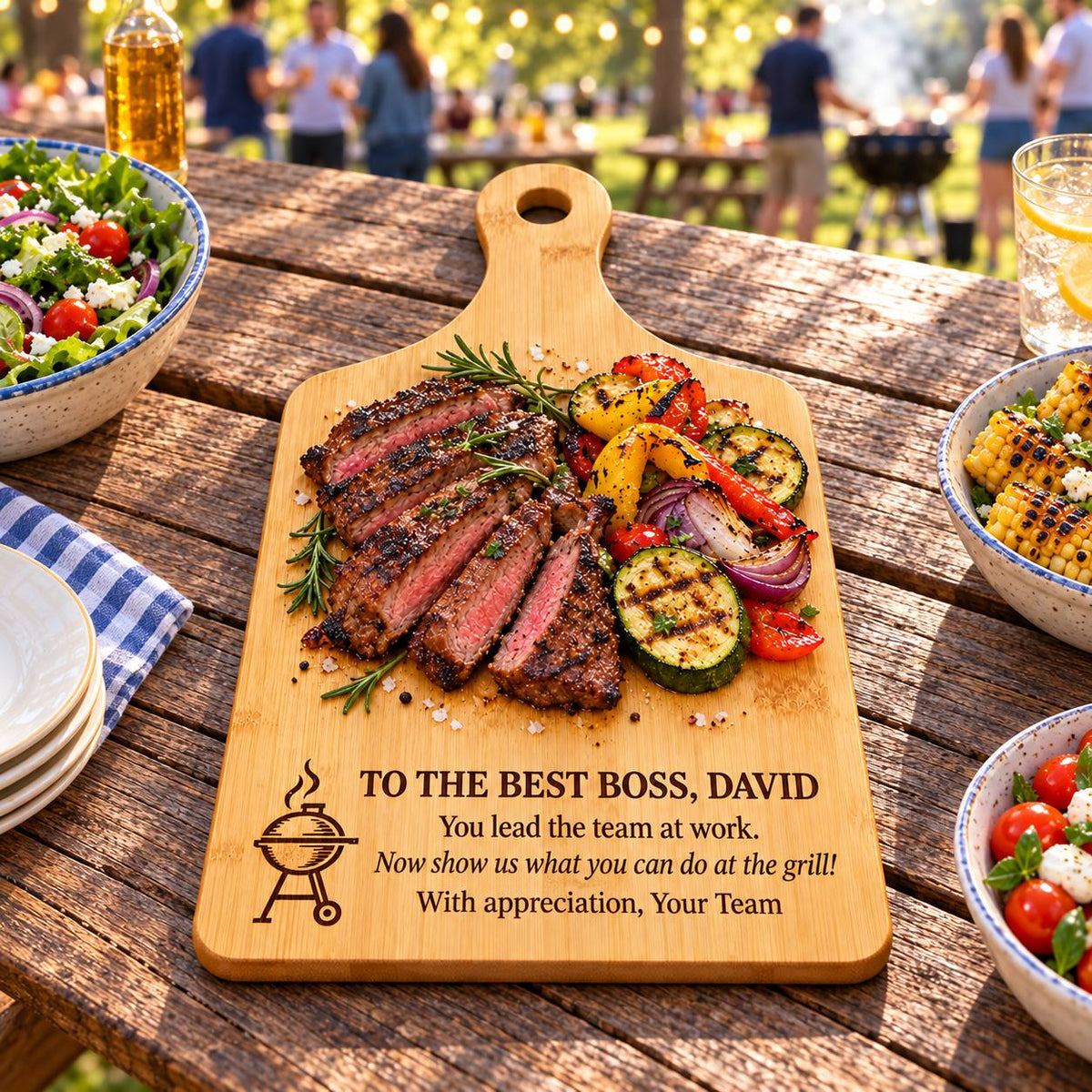 Personalized Cutting Board for Boss – BBQ Gift from the Team
