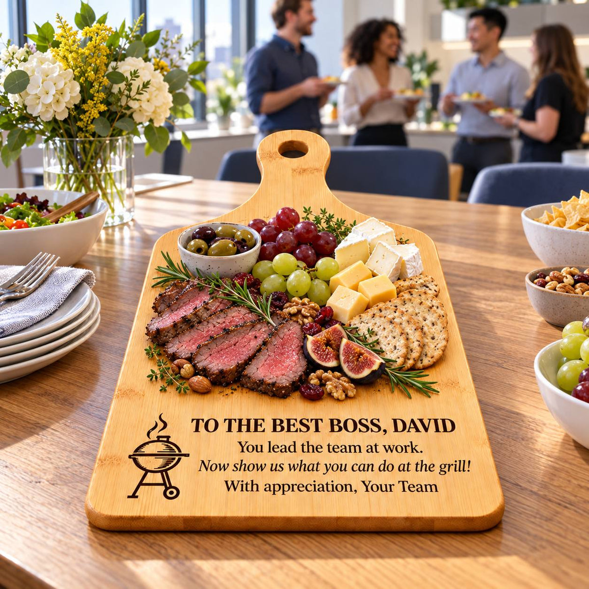 Personalized Cutting Board for Boss – BBQ Gift from the Team