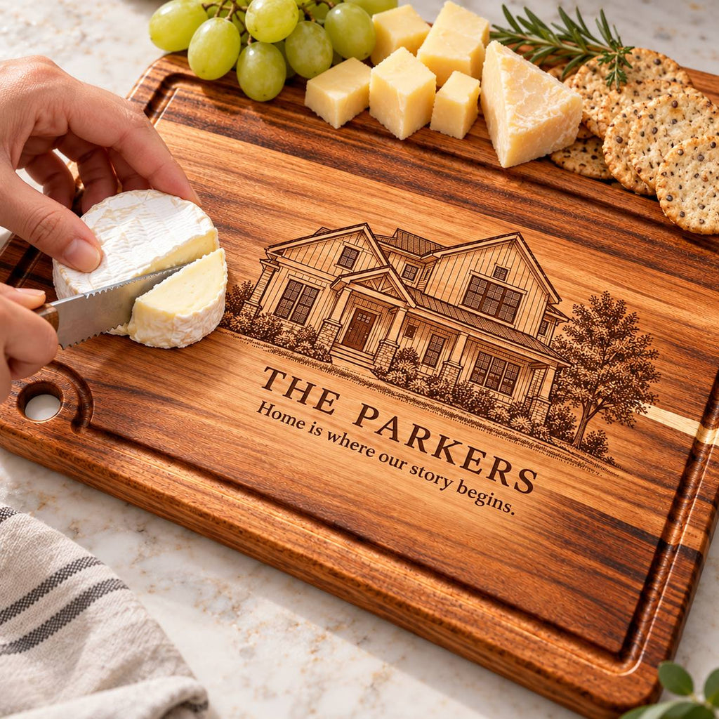 Personalized First Home Cutting Board – Custom Housewarming Gift