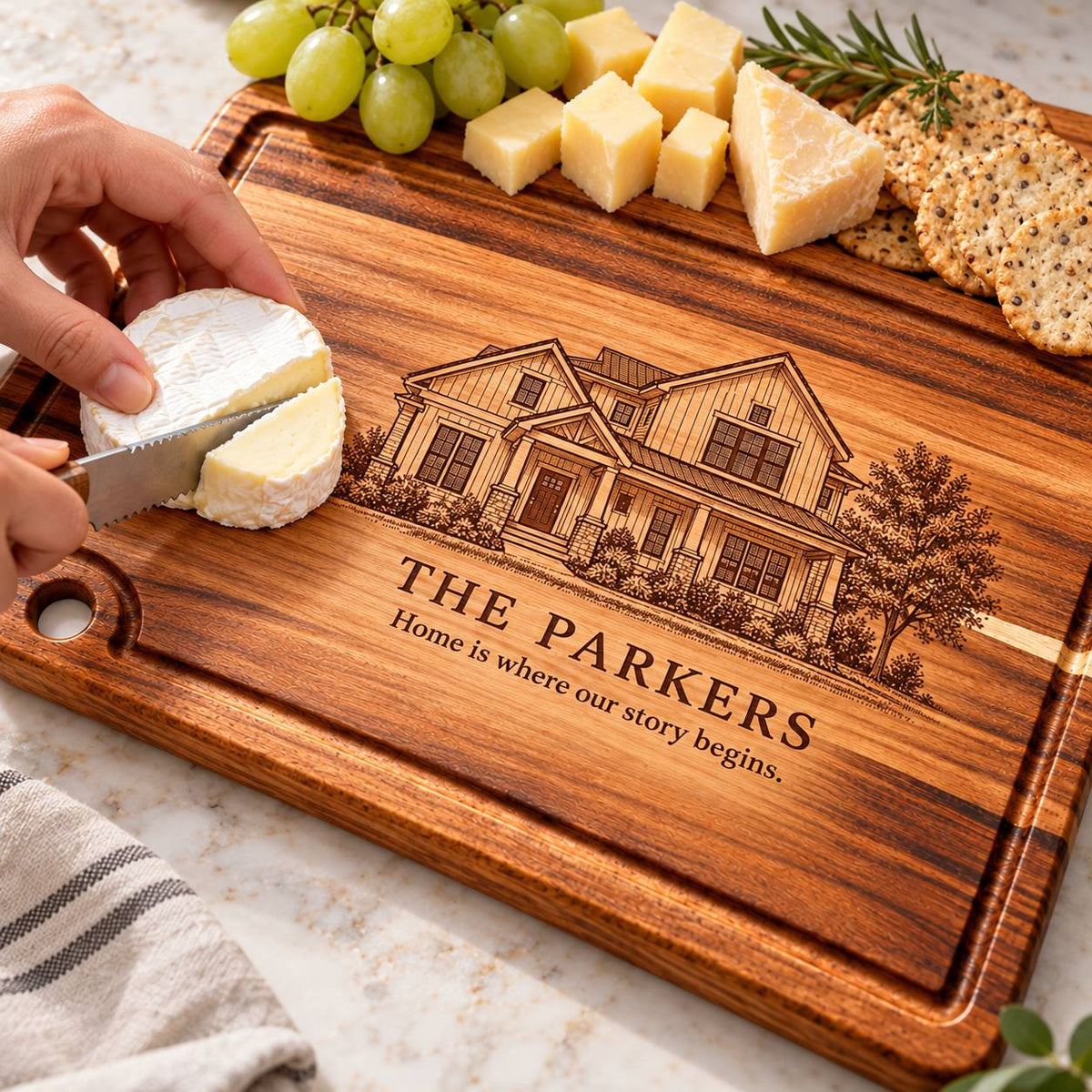Personalized First Home Cutting Board – Custom Housewarming Gift