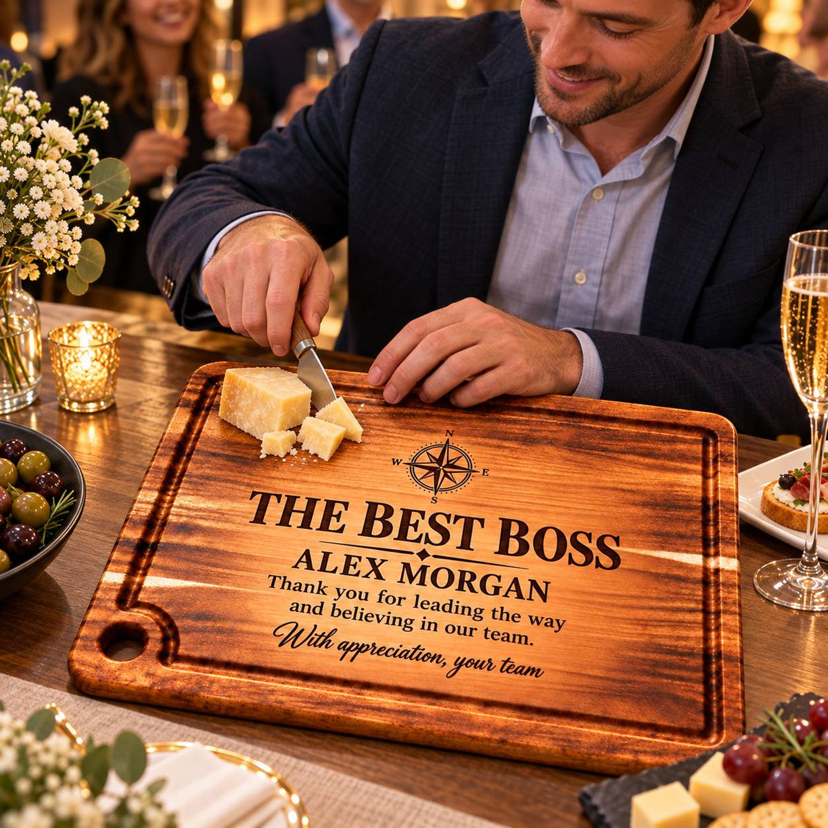 Personalized Best Boss Cutting Board – Custom Gift from the Team