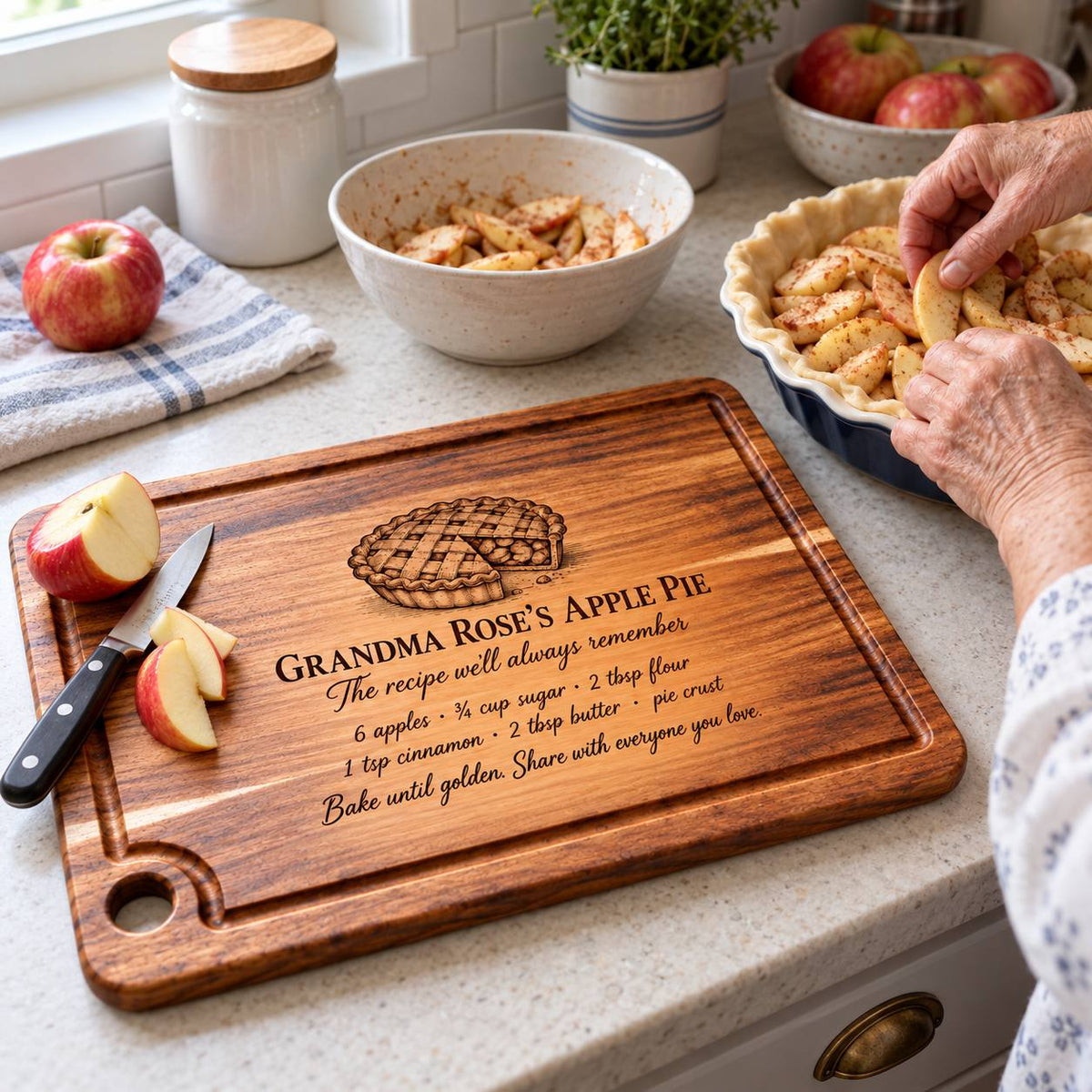 Personalized Grandma’s Apple Pie Cutting Board – Custom Recipe Gift