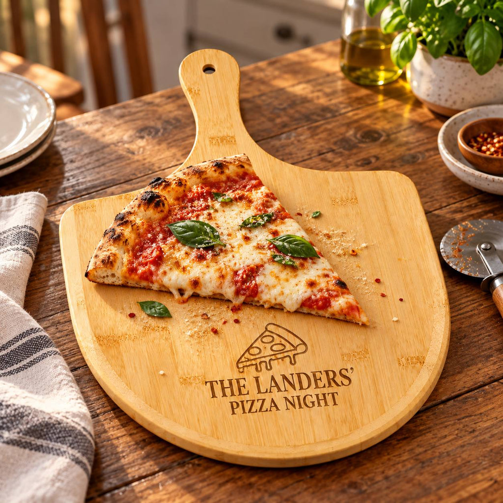 Personalized Family Pizza Board – Custom Bamboo Pizza Night Gift