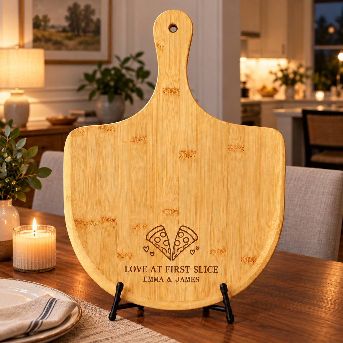 Personalized Love at First Slice Pizza Board –Custom Gift for Couples