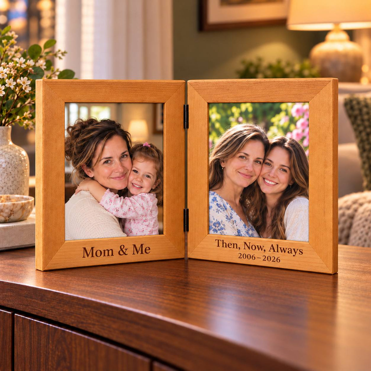 Personalized Mother's Day Double Photo Frame Mom and Me Then Now Always 2006 to 2026