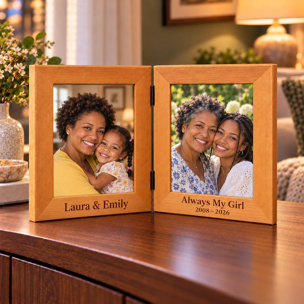 Personalized Mother’s Day Double Photo Frame – Then &Now Gift for Mom