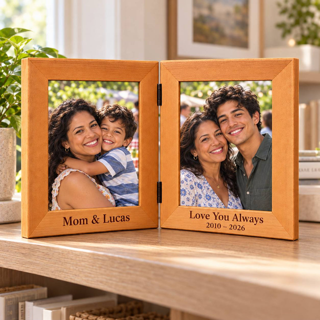 Personalized Mother’s Day Double Photo Frame – Then &Now Gift for Mom
