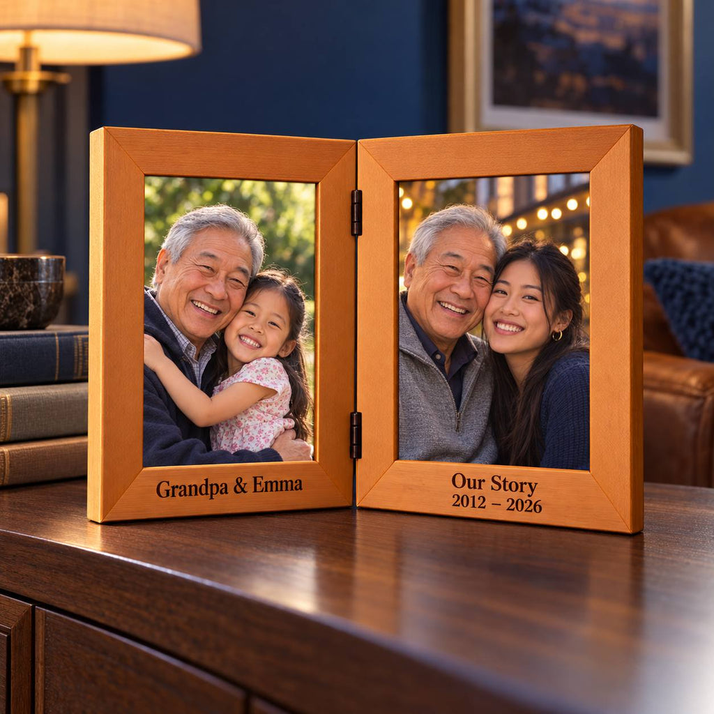 Personalized Grandma & Granddaughter Double Photo Frame – Then &Now Gift