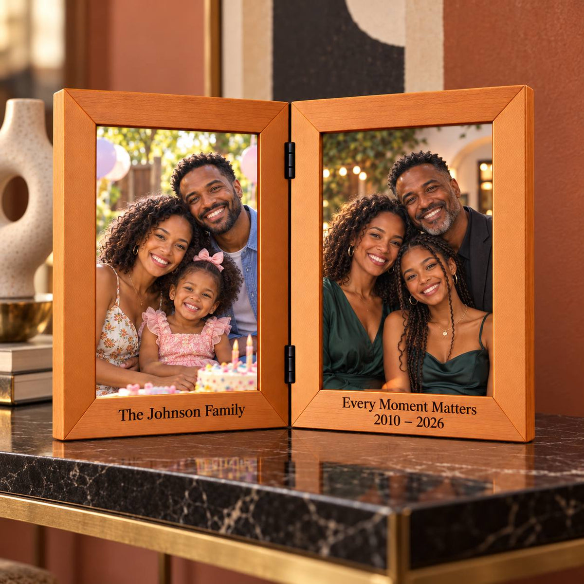 Personalized Johnson Family Then and Now Double Wooden Photo Frame Every Moment Matters 2010 to 2026