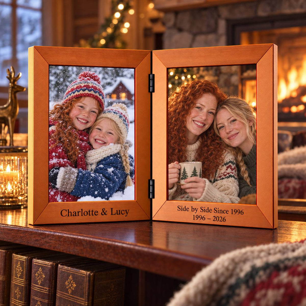 Personalized Sisters Double Photo Frame – Then & Now Sister Gift