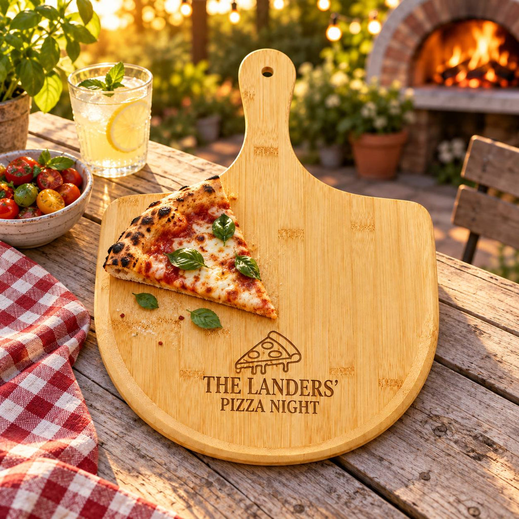 Personalized Family Pizza Board – Custom Bamboo Pizza Night Gift