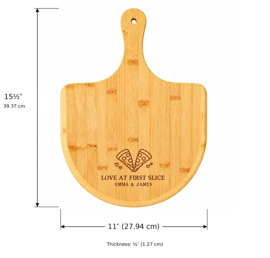 Personalized Love at First Slice Pizza Board –Custom Gift for Couples