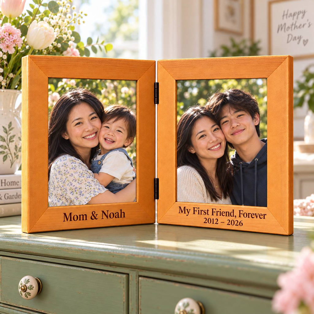 Personalized Mother’s Day Double Photo Frame – Then &Now Gift for Mom