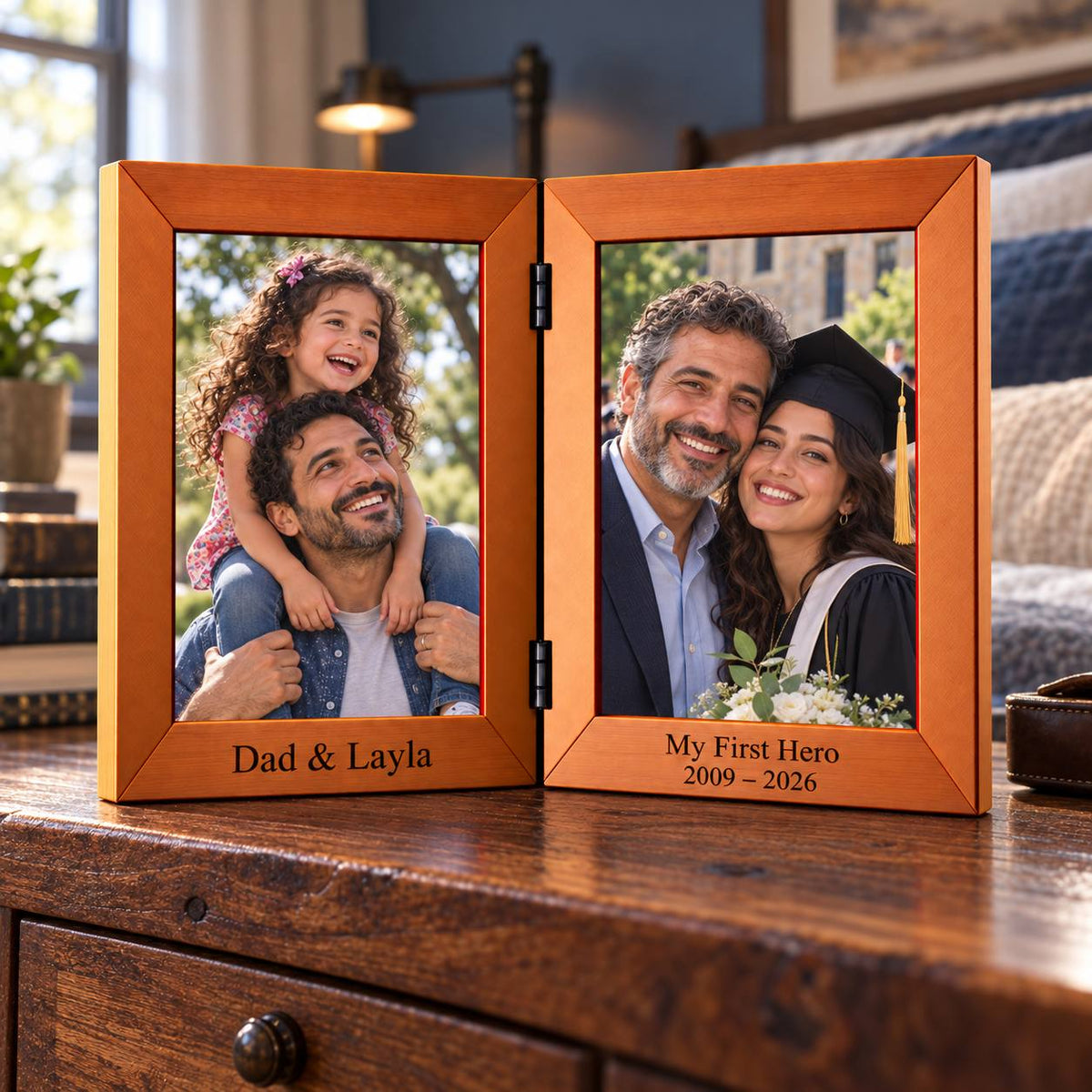 Personalized Dad and Daughter Then and Now Photo Frame Gift