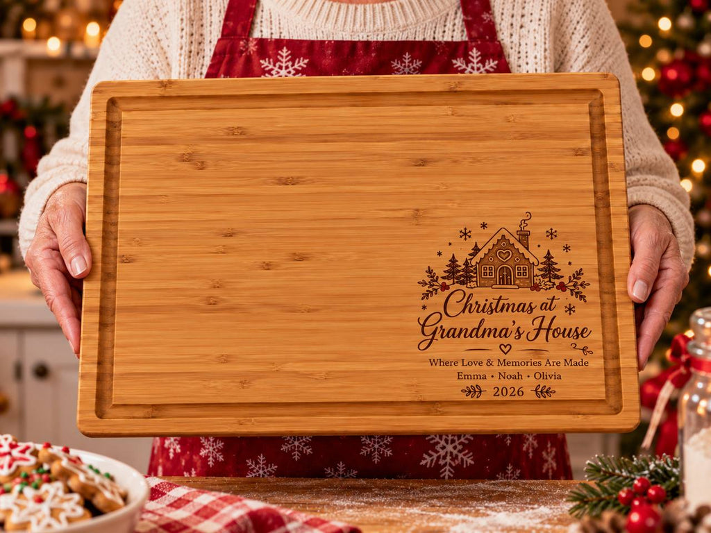 Personalized Christmas at Grandma’s House Cutting Board – Custom Christmas Gift for Grandma