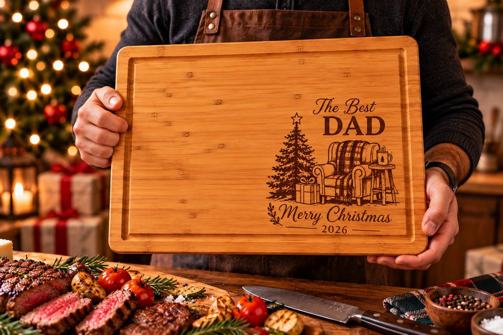 Personalized Christmas Cutting Board for Dad – Custom Engraved Best Dad Christmas Gift
