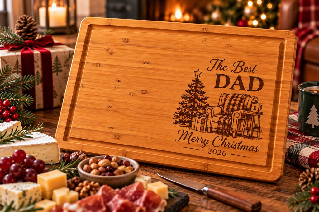 Personalized Christmas Cutting Board for Dad – Custom Engraved Best Dad Christmas Gift