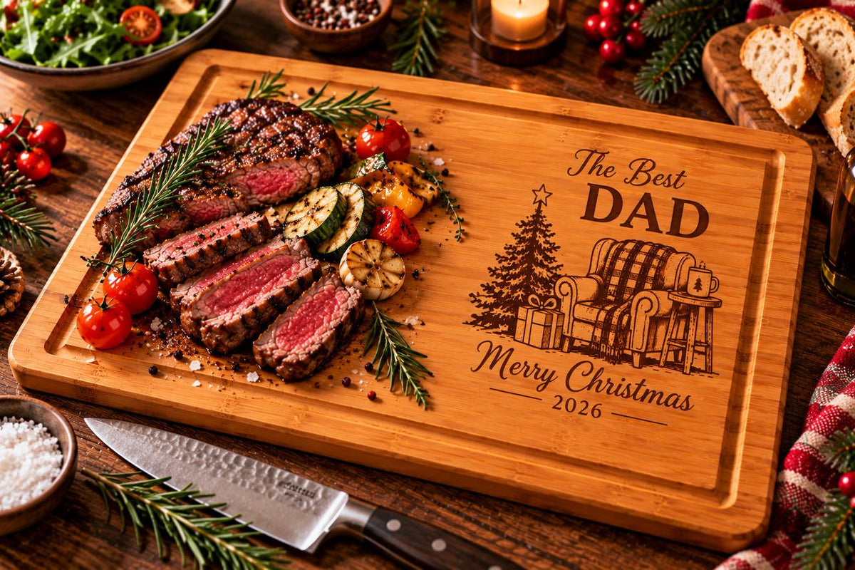 Personalized Christmas Cutting Board for Dad – Custom Engraved Best Dad Christmas Gift