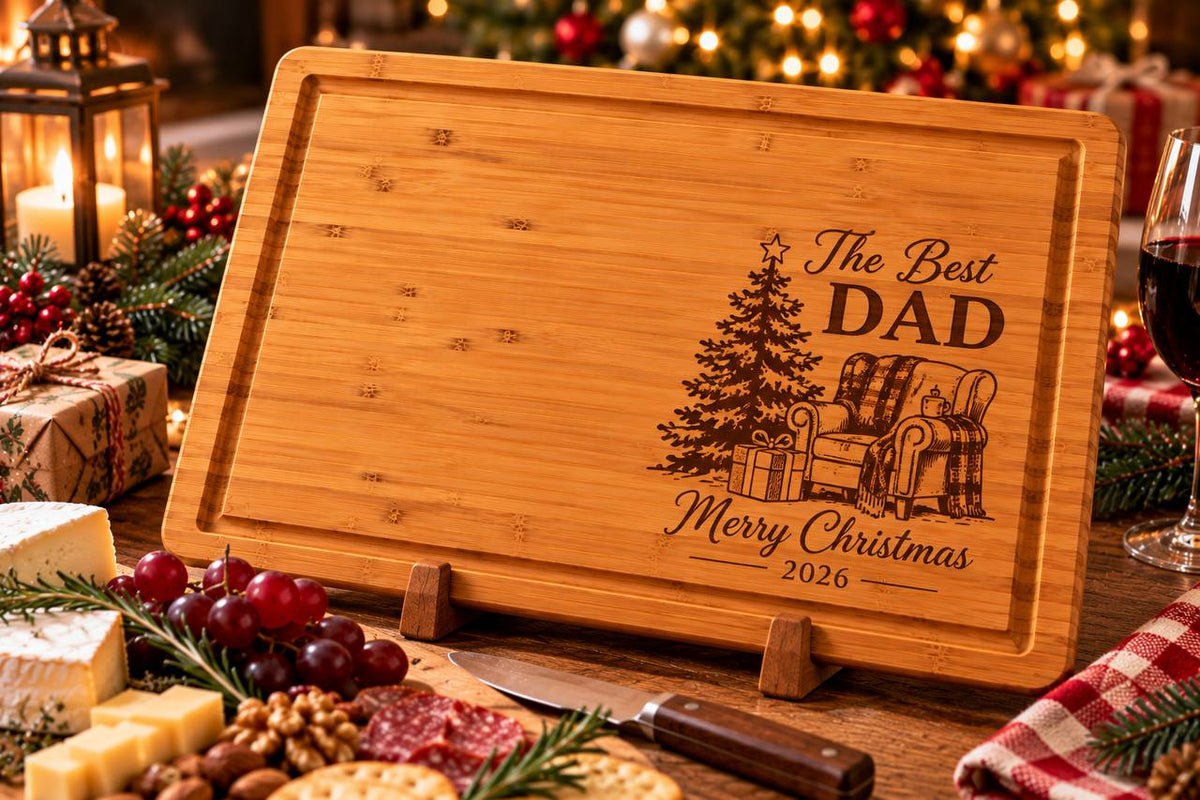 Personalized Christmas Cutting Board for Dad – Custom Engraved Best Dad Christmas Gift