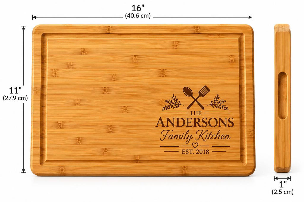 Personalized Family Kitchen Cutting Board – Custom Engraved Housewarming Gift