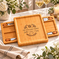 Personalized Family Cheese Board Set – Custom Engraved Bamboo Charcuterie Board Gift