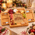 Personalized Christmas Slate Cheese Board Set – Custom Engraved Family Christmas Gift