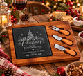 Personalized Christmas Slate Cheese Board Set – Custom Engraved Family Christmas Gif