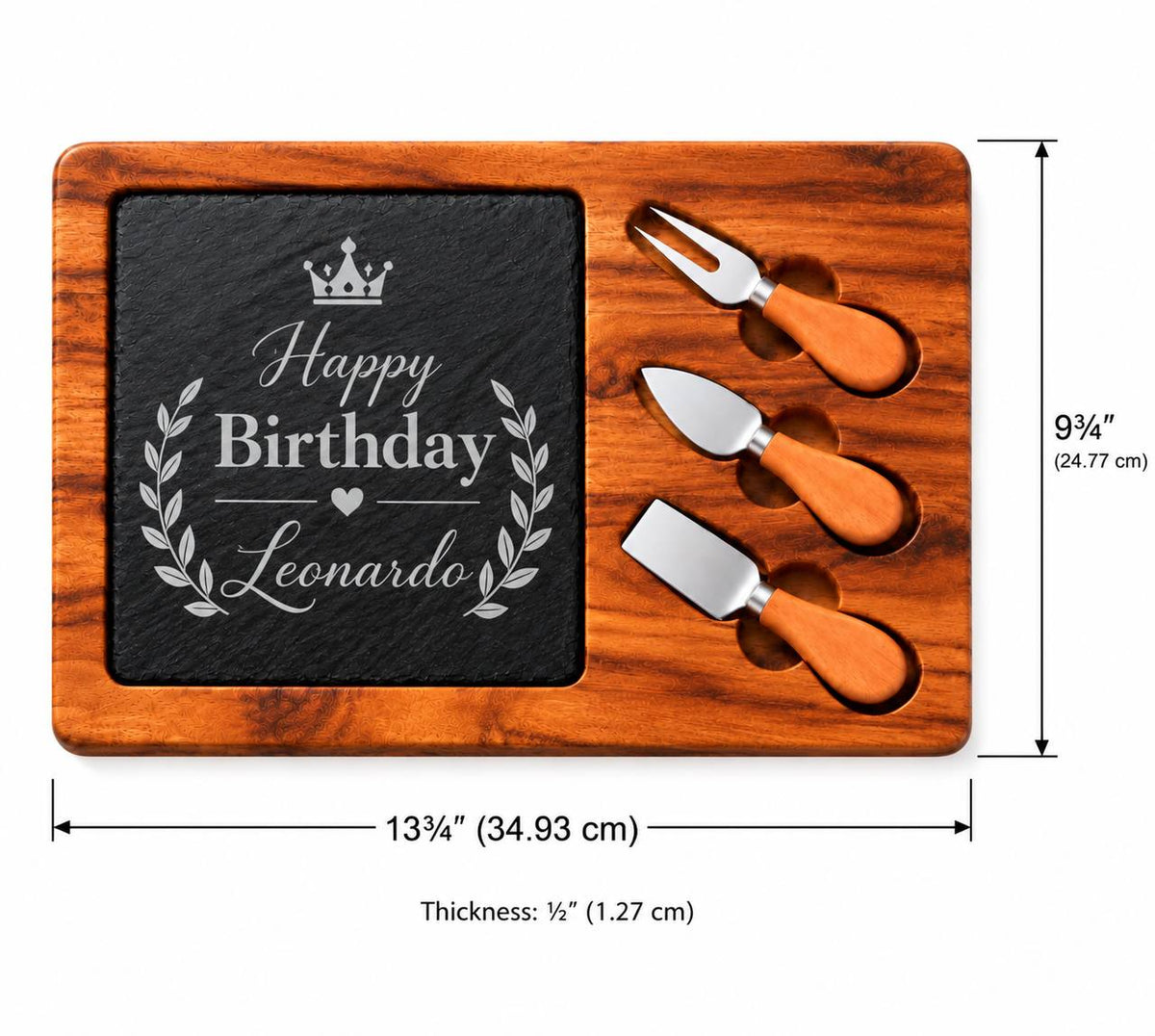 Personalized Birthday Slate Cheese Board Set – Custom Engraved Birthday Gift for Him
