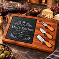 Personalized Dad’s Kitchen Slate Cheese Board Set – Custom Engraved Gift for Dad