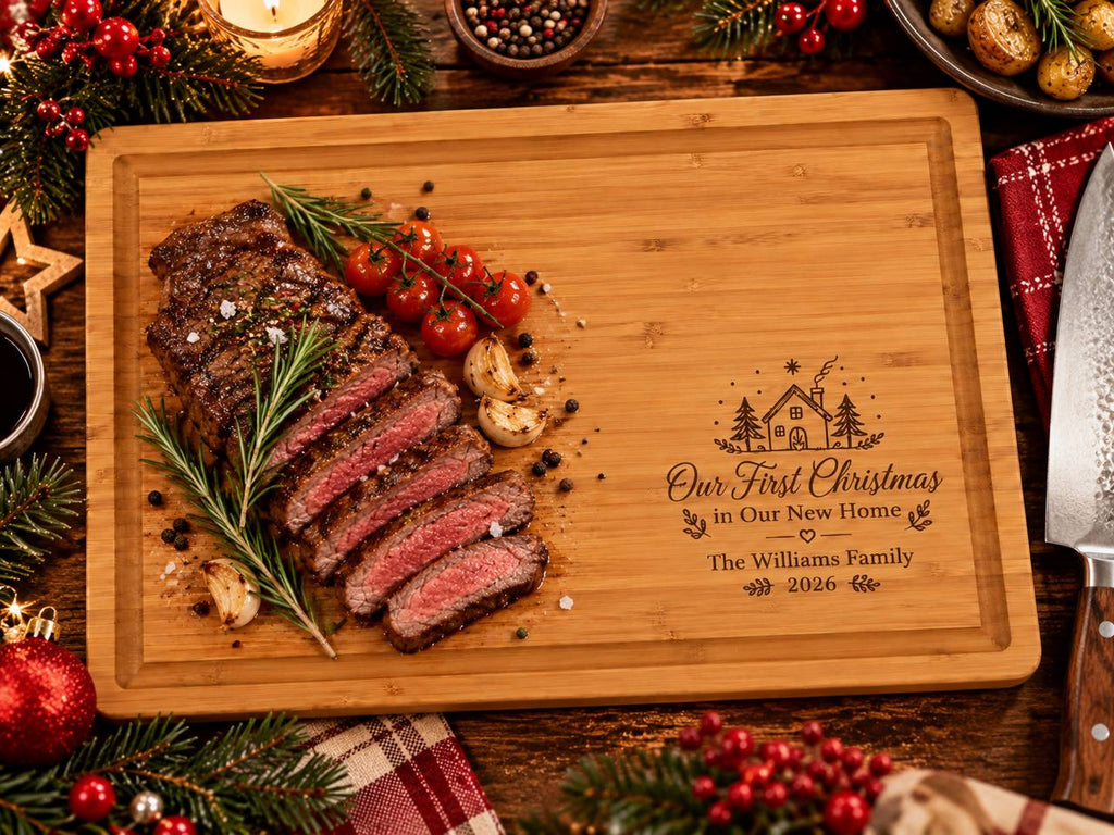 Personalized First Christmas in Our New Home Cutting Board – Custom Family Christmas Gift
